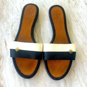 Tory Burch Black and Cream Women's Sandals